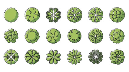 Wall Mural - Top View Tree Vector Icons – Set of Illustrations for Landscape Design Plans AI EPS PNG JPEG
