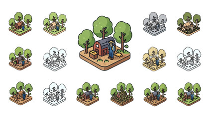 Wall Mural - Top View Tree Vector Icons – Set of Illustrations for Landscape Design Plans AI EPS PNG JPEG
