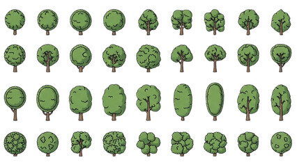 Wall Mural - Top View Tree Vector Icons – Set of Illustrations for Landscape Design Plans AI EPS PNG JPEG
