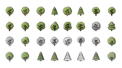 Wall Mural - Top View Tree Vector Icons – Set of Illustrations for Landscape Design Plans AI EPS PNG JPEG
