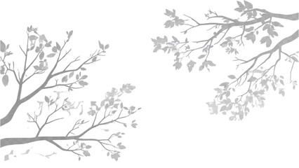 Wall Mural - Architectural Tree Line Drawings – Minimal CAD Side View Forest Section Outline Set for Landscape Design AI EPS PNG JPEG.
