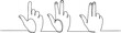 © your fav vectors  - Three fingers icon. Continuous outline of a Three fingers icon, Number three Hand gesture language alphabet continuous line drawing design. Sign and symbol of hand gestures.
