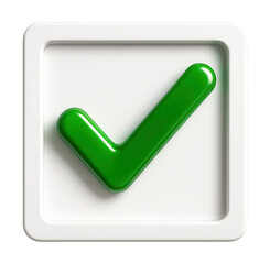 Green checkmark inside a box for app or web design.