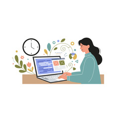 Vector illustration concept of a developer coding website, presented as a flat image isolated against a white background