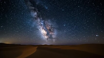 Wall Mural - the luminous milky way galactic core emerges and drifts across a vast desert landscape at night gala
