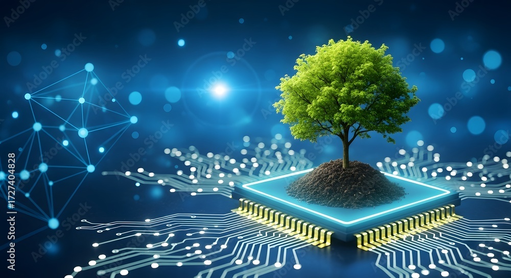 Illustrazione stock di Green tree growing from a mound of soil on a ...