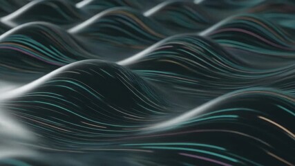 Abstract 3D Wavy Surface With Gradient Lines And Soft Lighting