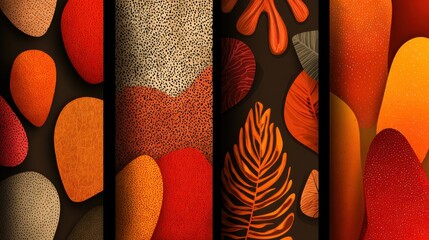 Wall Mural - Abstract Autumn Background Templates with Vibrant Colors and Shapes