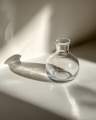Wall Mural - Simple Clear Glass Vase with Minimalist Shadow and Light Effect