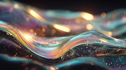 Wall Mural - Abstract Holographic Flowing Liquid Background with Colorful Lights