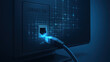 © ANNetz_PK - Smart tv lan port with glowing ethernet cable illustrating smart data flow and network connection in blue futuristic setting evoking fast streaming and secure connectivity