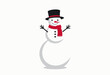 © Aleks - Illustration of a cheerful snowman with a black top hat and red scarf, featuring stick arms and a classic carrot nose, against a plain white background
