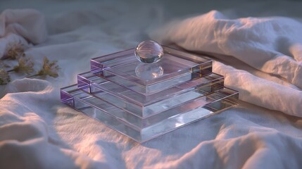 Stacked transparent geometric shapes