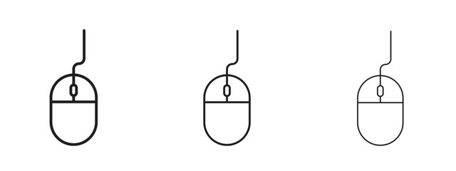 Mouse icons in thin line symbols with editable strokes