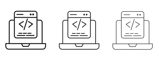 Display code icons in thin line symbols with editable strokes