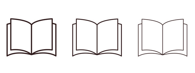 Book icons in thin line symbols with editable strokes
