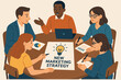 © Alamin - Diverse team collaborates on a new marketing strategy with a lightbulb idea at a round table meeting