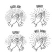 © isolatedgenerativeai - Set of 4 clapping hands icons with praise phrases