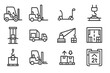© elena - Equipment truck standard lifter pallet vector forklift icon icons warehouse hoist loader