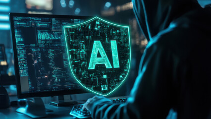 Ai security measures cybersecurity digital world technology dark environment protective concept