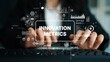 © InfiniteFlow - Professional Analysis of Innovation Metrics with Data Visualization and Graphs on a Keyboard Scene. Asymptotic smart data analytic.