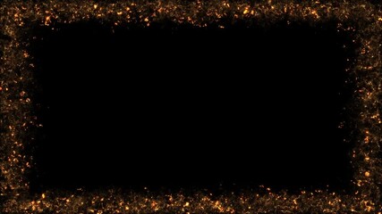 Wall Mural - Golden Frame, Flame and Misty Gold Ember Golden Particles, Golden Border, Alpha Channel Loop Background