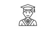 © Ika - Happy Graduate Student Icon: Line Art Illustration.