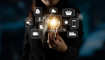 Wall Mural - Omni-channel strategies improve customer experience with brand integration and unified marketing across digital platforms and channels. Latch