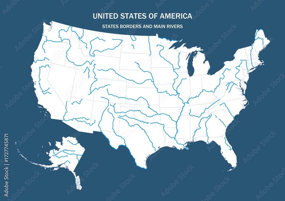 Map Of Main Rivers In The United States Stock Adobe Stock 1000 F 1727745871 