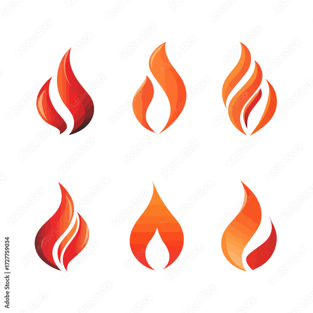 Basic Vector Flame Flame Vectors Six vector flames in red and orange with varying levels ...