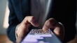 © stockbusters - Man hands chatting smartphone online macro closeup. User typing text message