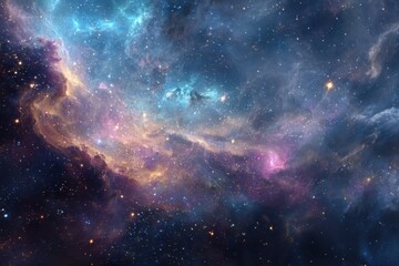 Wall Mural - Stunning cosmic marvel showcasing a nebula filled with vibrant colors and distant galaxies in the vastness of outer space