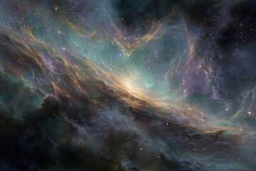 Wall Mural - Nebulae symphony showcases luminous brushstrokes of the cosmos in an ethereal galactic display of color and light