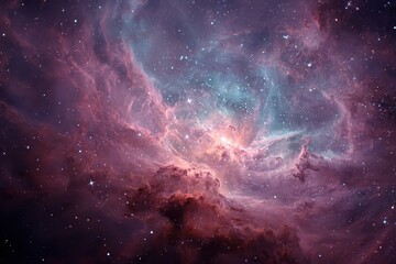 Wall Mural - Exploration of a vibrant galaxy cloud nebula showcasing stunning cosmic colors and star clusters in the depths of the universe