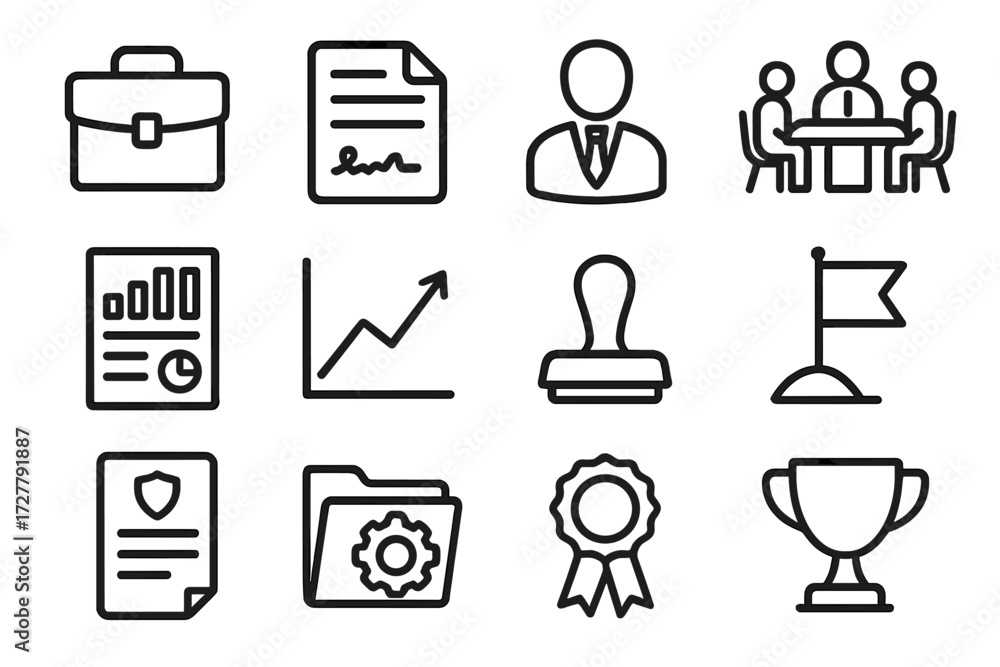 Vector de Stock Business Icon Set. Business experience map icons in ...