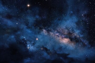 Wall Mural - Vast universe filled with shimmering stars and colorful nebulae observed on a clear night sky
