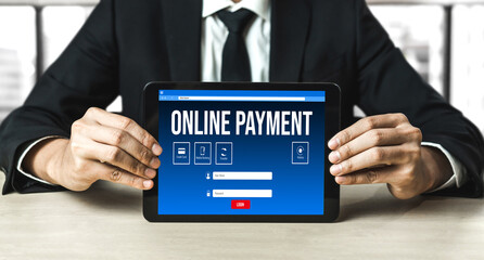 Wall Mural - Online payment platform for modish money transfer on the internet netowrk