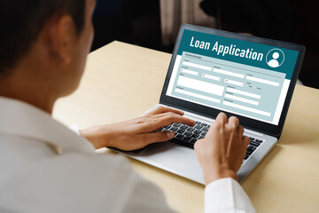 Wall Mural - Online loan application form for modish digital information collection on the internet network