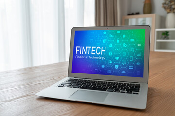 Wall Mural - Fintech financial technology software for modish business to analyze marketing strategy