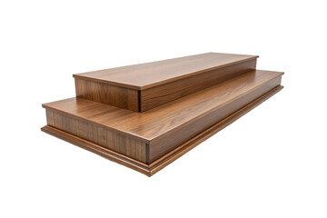 Two tier wooden display stand isolated on transparent background