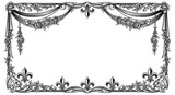 Elegant vintage ornate frame with roses and fleur de lis for invitations and luxurious designs