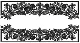 Elegant black floral ornamental border design with roses and fleur de lis accents