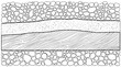 © JollyRita - Detailed geologic cross section showcases rock layers, pebbles, and sediment deposits for educational resource or scientific illustration projects