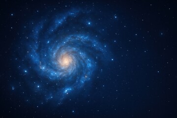 Wall Mural - Deep blue galaxy with bright nebula starfields and dust lanes on cosmic background