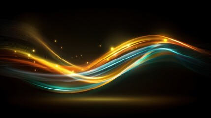 Wall Mural - Abstract glowing wave background with vibrant colors, luminous patterns, and light trails creating a dynamic visual effect on dark backdrop