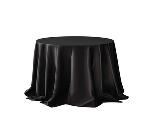 Dark draped round table on transparent background