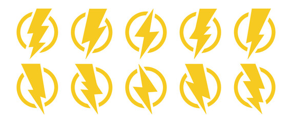 Charging symbol set. Simple vector icons for electricity, power, and energy concepts.  Battery charge indicators icons set. Discharged and fully charged battery. level energy. Vector ill