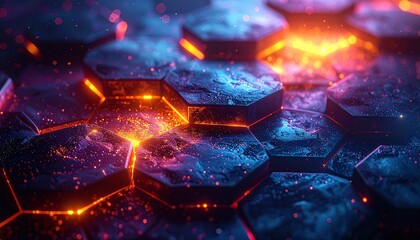 Abstract background hexagon pattern with glowing lights 