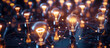 © SizeSquare's - Illuminating Network of Ideas: A close-up shot showcasing a network of glowing light bulbs, symbolizing the interconnectedness of ideas, innovation.