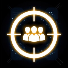 Target audience and CRM segmentation concept with glowing group icon in digital crosshair Ideal for customer targeting datadriven marketing and personalized strategy planning ui interface user